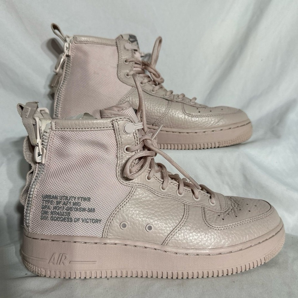 Nike Air Force 1 Mid Slit Stone Beige - Woman's 8 - Good Like New Condition - Picture 2 of 7